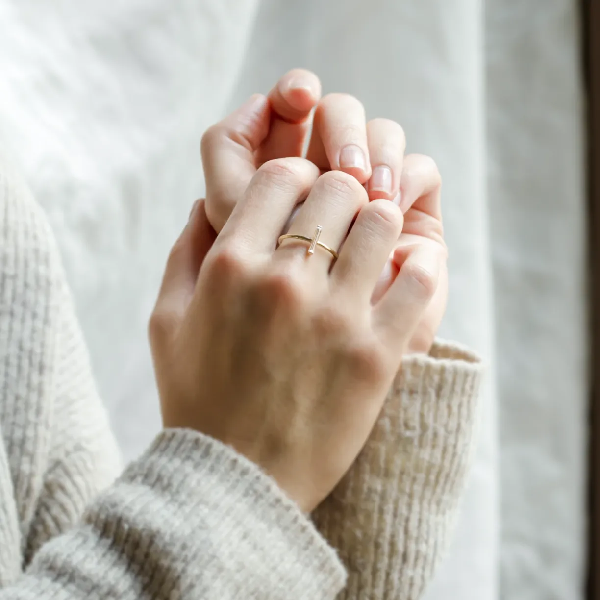 Minimalist moissanite ring