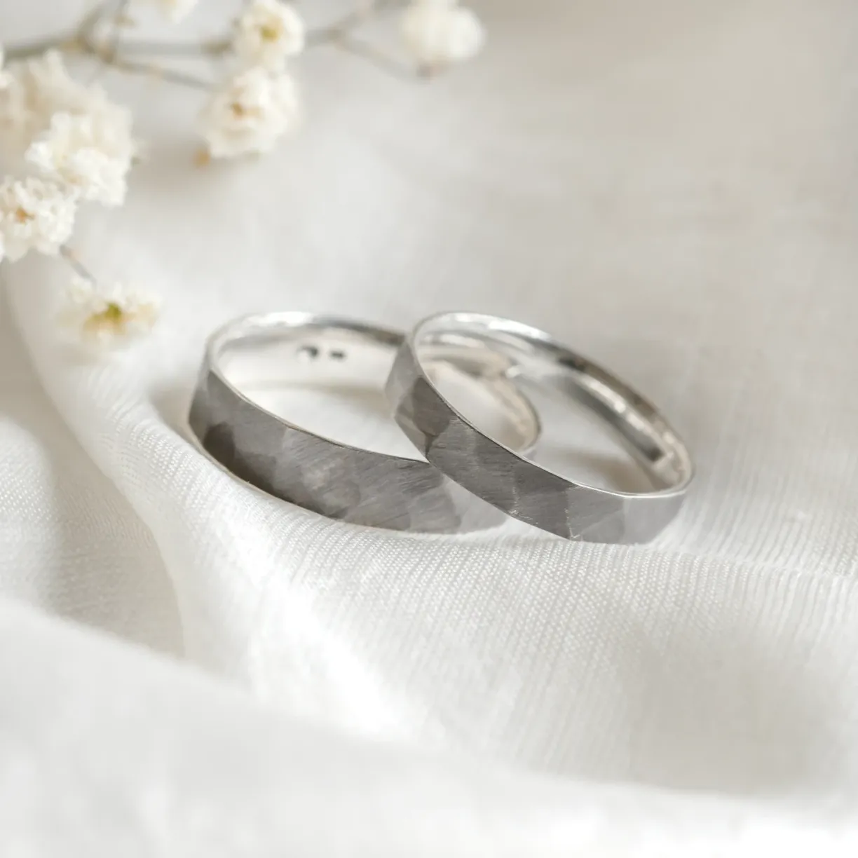 Hammered wedding rings