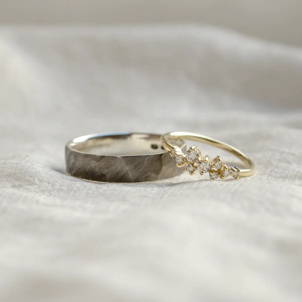 Black rhodium wedding rings