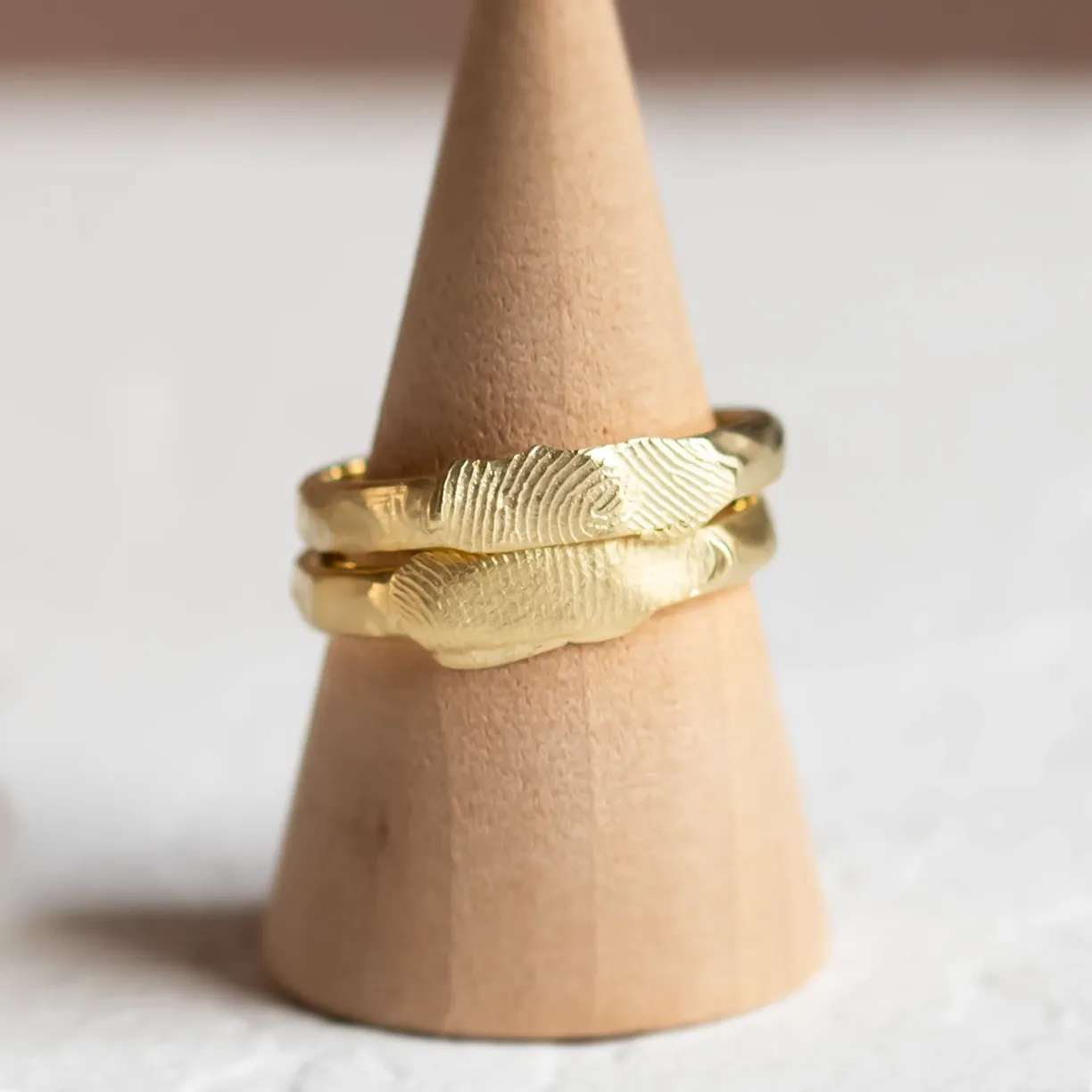 Unusual wedding rings with fingerprints